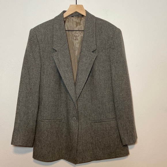 Vintage Jackets & Blazers - Vintage Hyde Point Fashions 100% Wool Single Button Gray Blazer Jacket Size 14 M